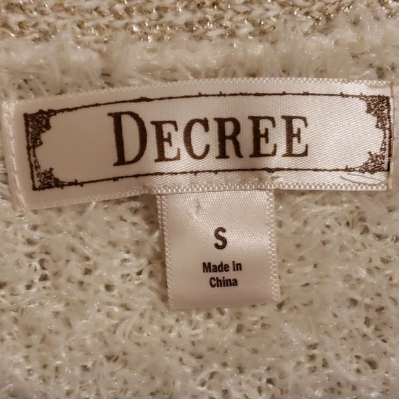 Off white and gold fuzzy decree sweater - Picture 2 of 4
